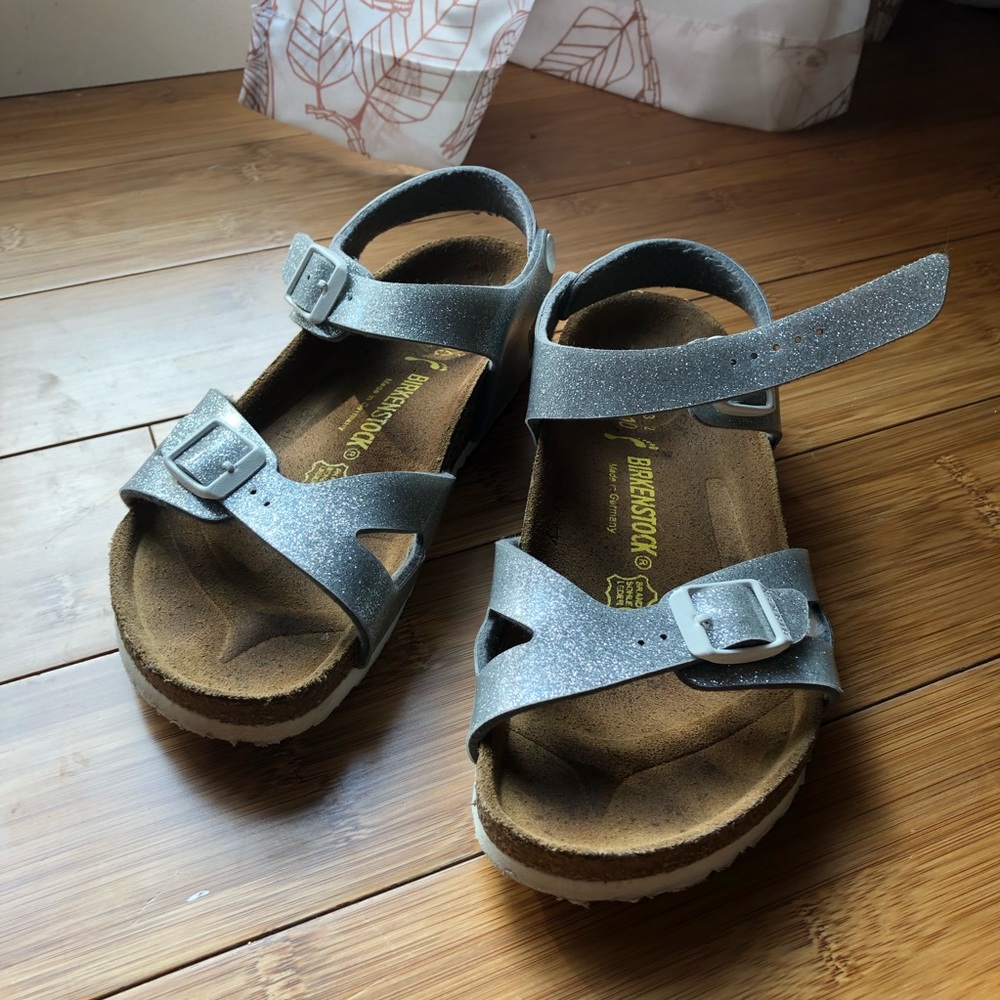 Girls Birkenstocks Silver Sparkle US Size 2